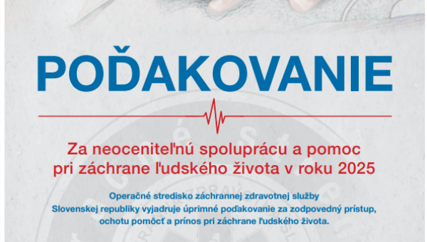 Poďakovanie od operačného strediska ZZS